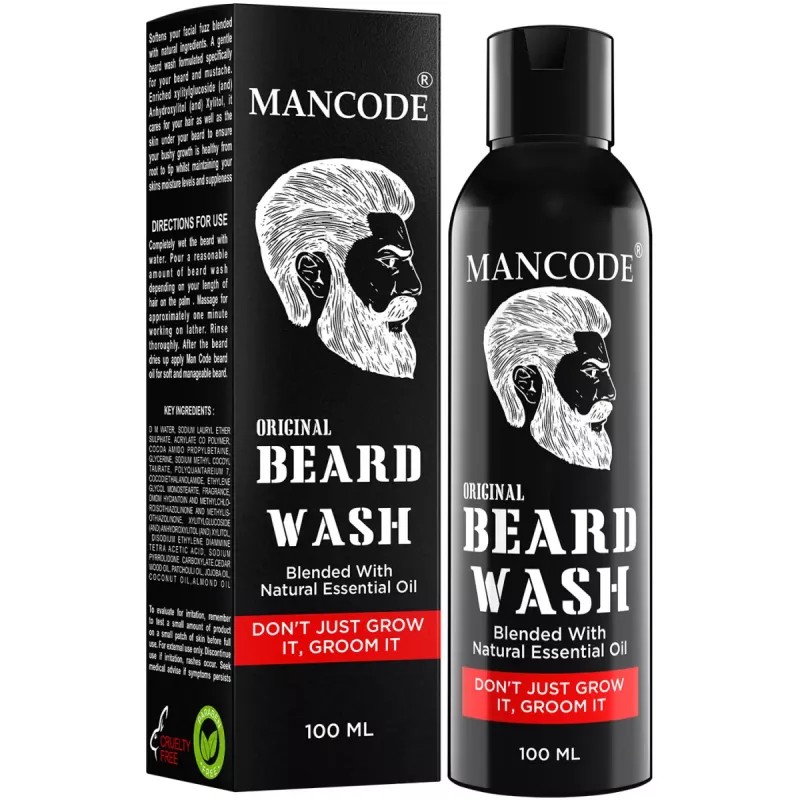 Mancode Original Beard Wash Blended With Natural Essential Oil For Men (100ml)