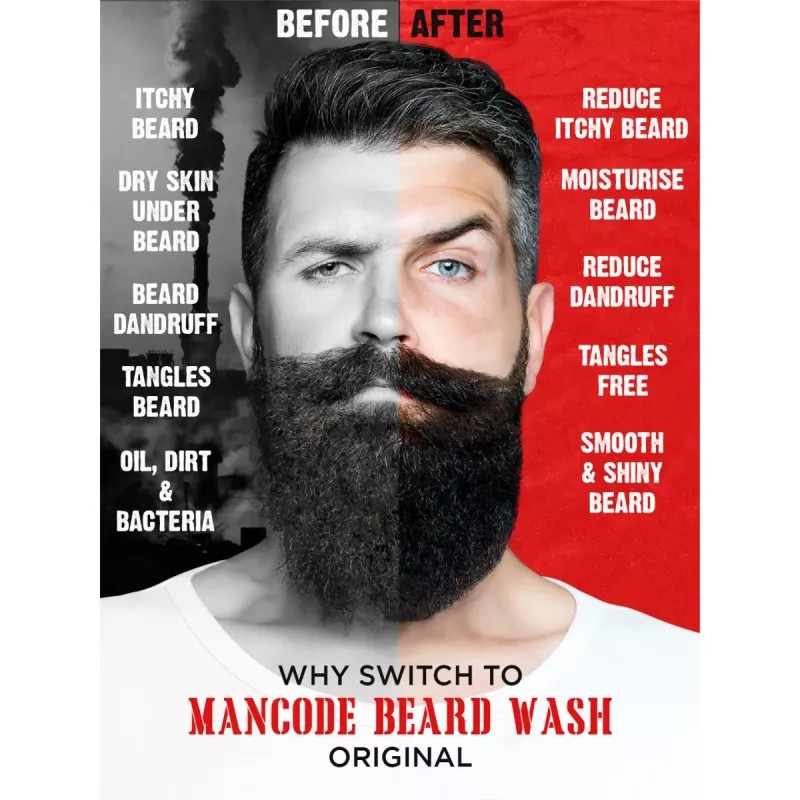 Mancode Original Beard Wash Blended With Natural Essential Oil For Men (100ml)