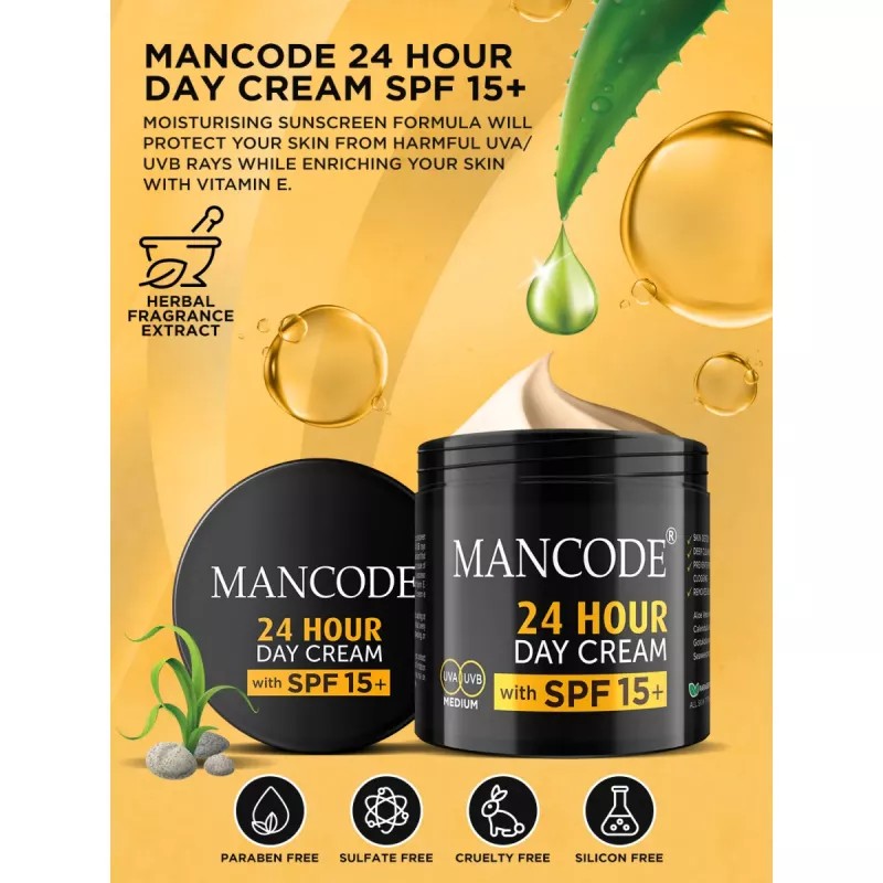 Mancode 24 Hours Day Cream With Spf 15+ (100g)