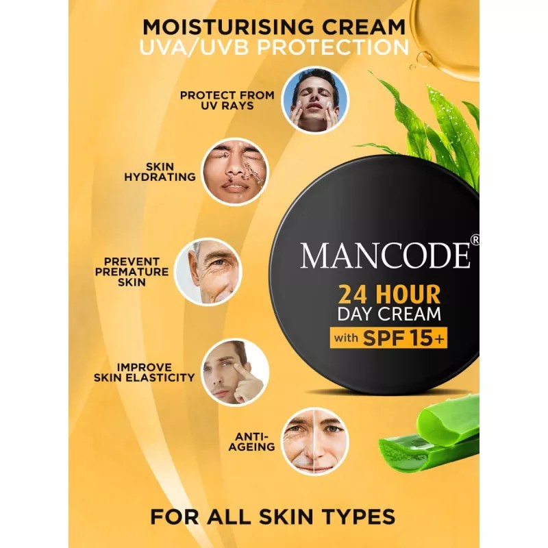 Mancode 24 Hours Day Cream With Spf 15+ (100g)