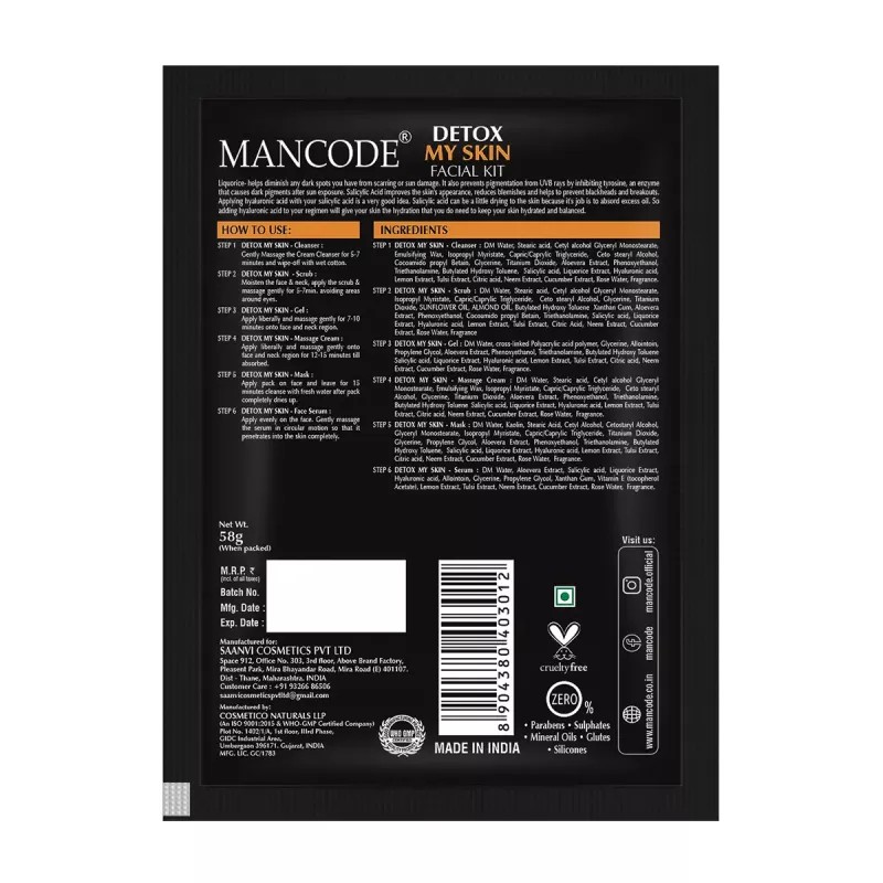 Mancode Detox My Skin Facial Kit For Men (58g)