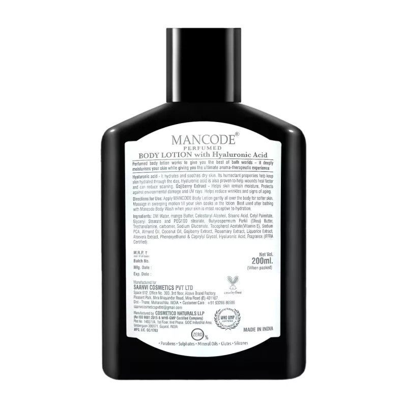 Mancode Luxure Perfumed Body Lotion With Hyaluronic Acid For Men (200ml)