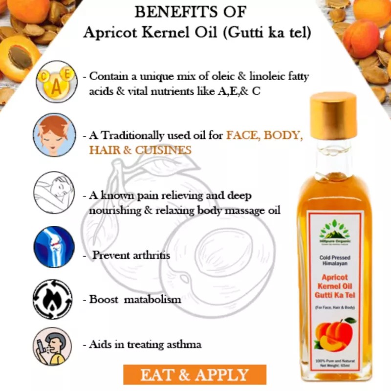 Hillpure Organic Apricot Kernel Oil Gutti Ka Tel (65ml)