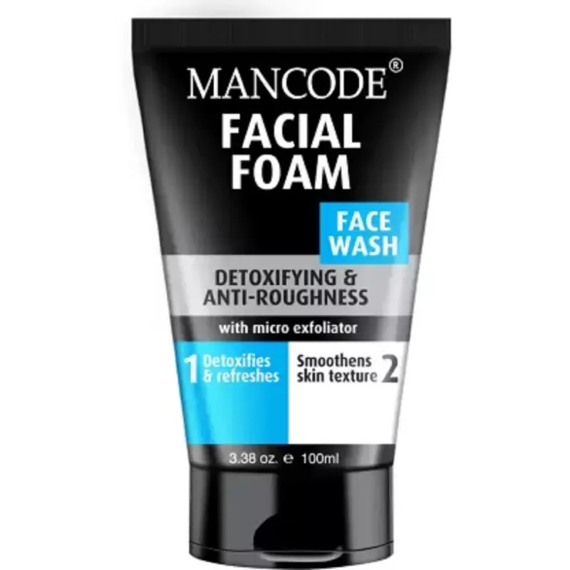 Mancode Facial Foam Detoxifying & Anti-Roughness Face Wash (100ml)