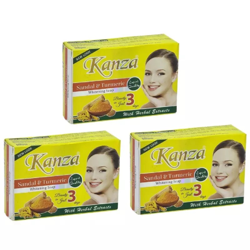 Kanza Sandal & Turmeric Whitening Soap (90g, Pack of 3)
