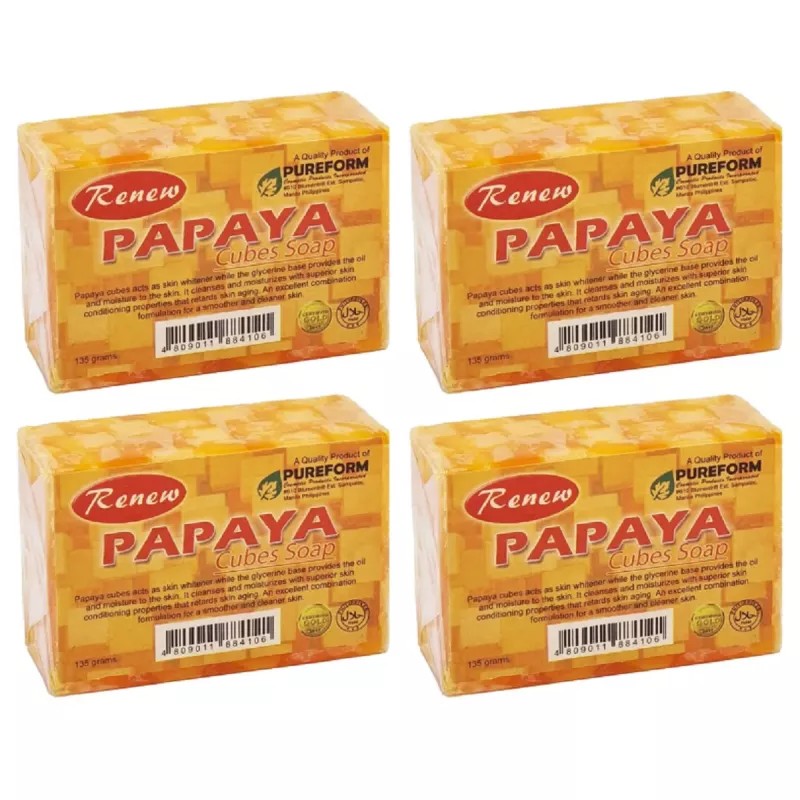 Renew Papaya Cubes Soap (135g, Pack of 4)