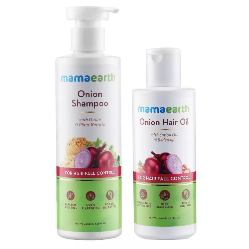 Mamaearth Onion Shampoo + Onion Hair Oil Combo (Shampoo 250ml + Oil 150ml) (1Pack)