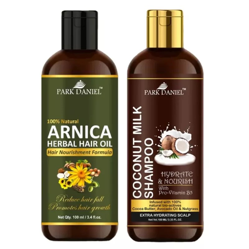 Park Daniel 100% Natural Arnica Herbal Hair Oil + Coconut Milk Shampoo Combo (100ml Each) (1Pack)