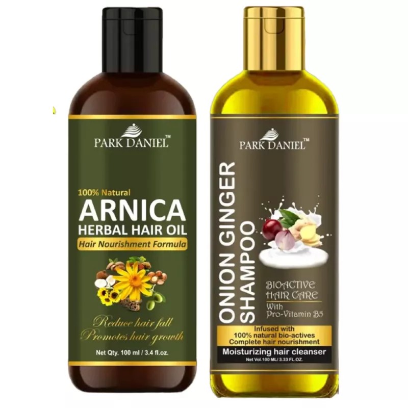 Park Daniel 100% Natural Arnica Herbal Hair Oil + Onion Ginger Shampoo Combo (100ml Each) (1Pack)