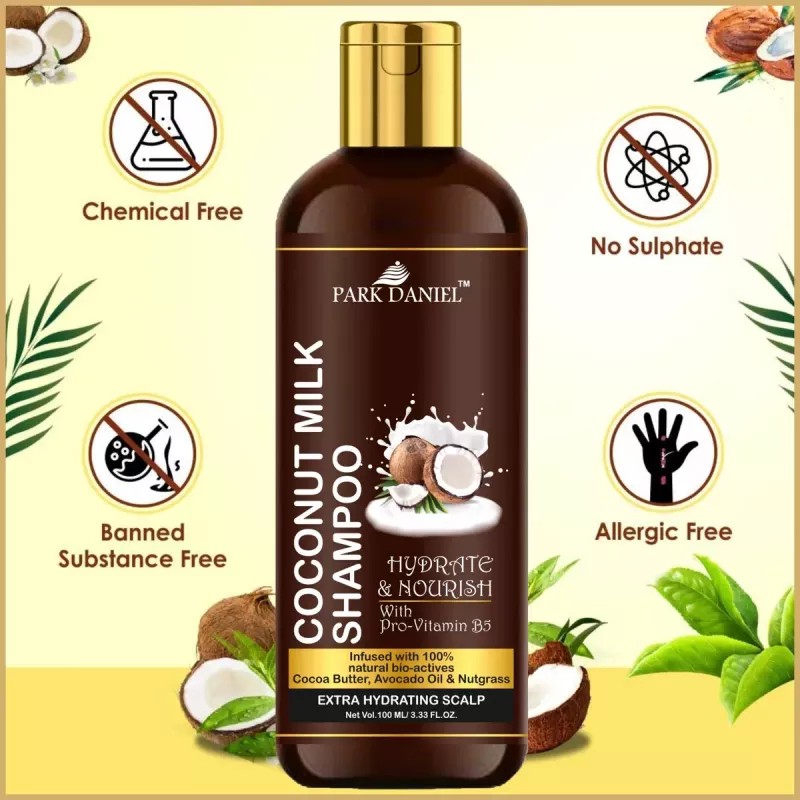 Park Daniel 100% Natural Jaborandi Herbal Hair Oil + Coconut Milk Shampoo Combo (100ml Each) (1Pack)