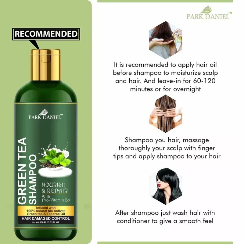 Park Daniel 100% Natural Jaborandi Herbal Hair Oil + Green Tea Shampoo Combo (100ml Each) (1Pack)