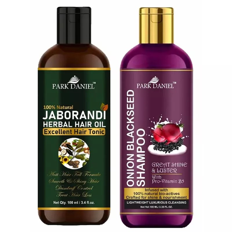 Park Daniel 100% Natural Jaborandi Herbal Hair Oil + Onion Blackseed Shampoo Combo (100ml Each) (1Pack)