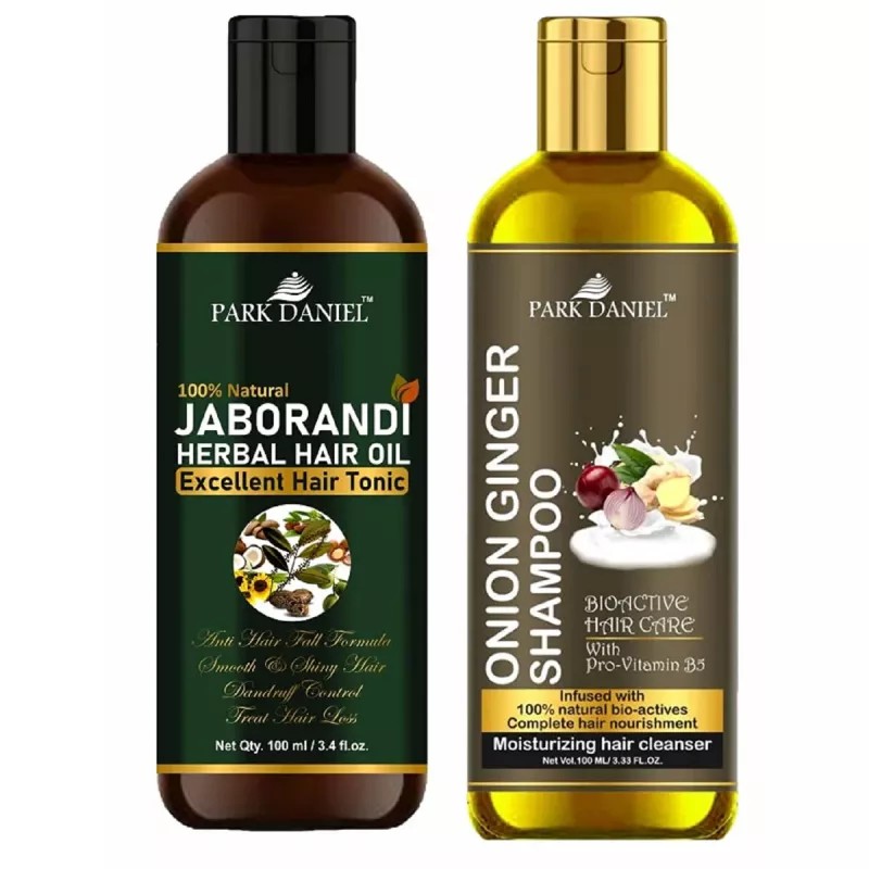 Park Daniel 100% Natural Jaborandi Herbal Hair Oil + Onion Ginger Herbal Shampoo Combo (100ml Each) (1Pack)