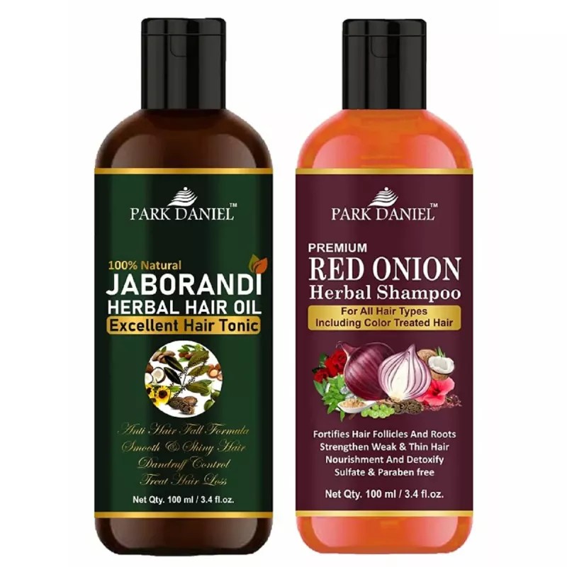 Park Daniel 100% Natural Jaborandi Herbal Hair Oil + Red Onion Herbal Shampoo Combo (100ml Each) (1Pack)