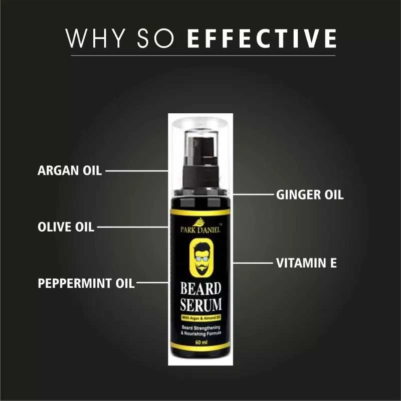 Park Daniel Beard Serum + Wooden U Shape Beard Comb (Serum 60ml + Comb 1Pcs) (1Pack)