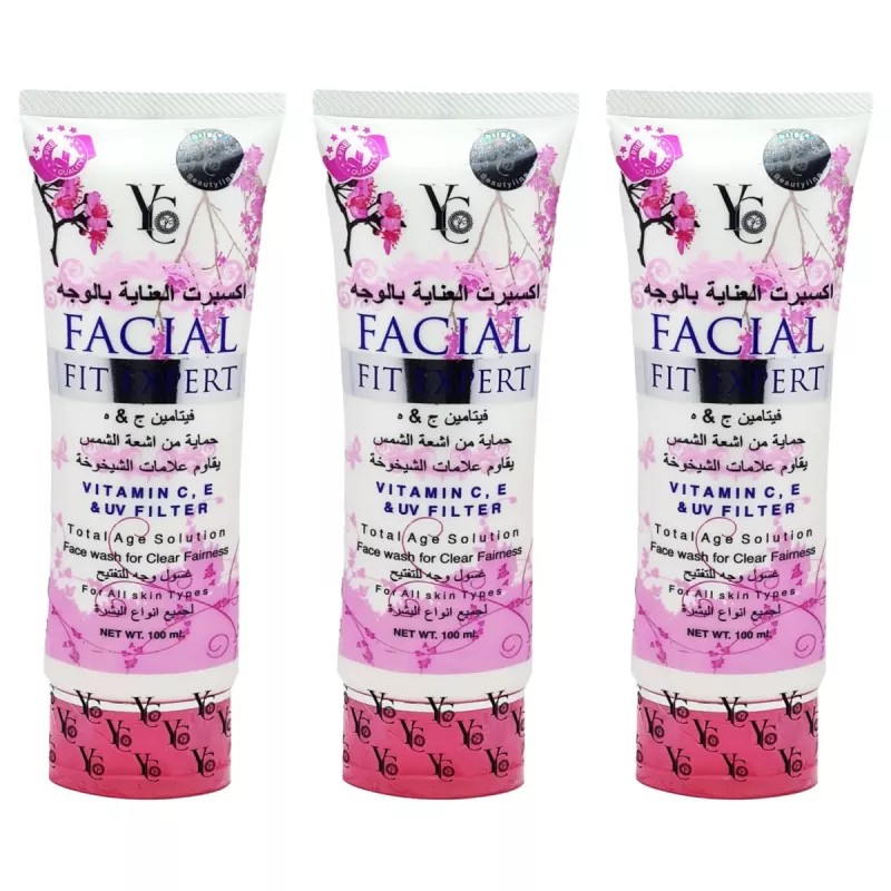 YC Facial Fit Expert Total Age Solution Face Wash (100ml, Pack of 3)