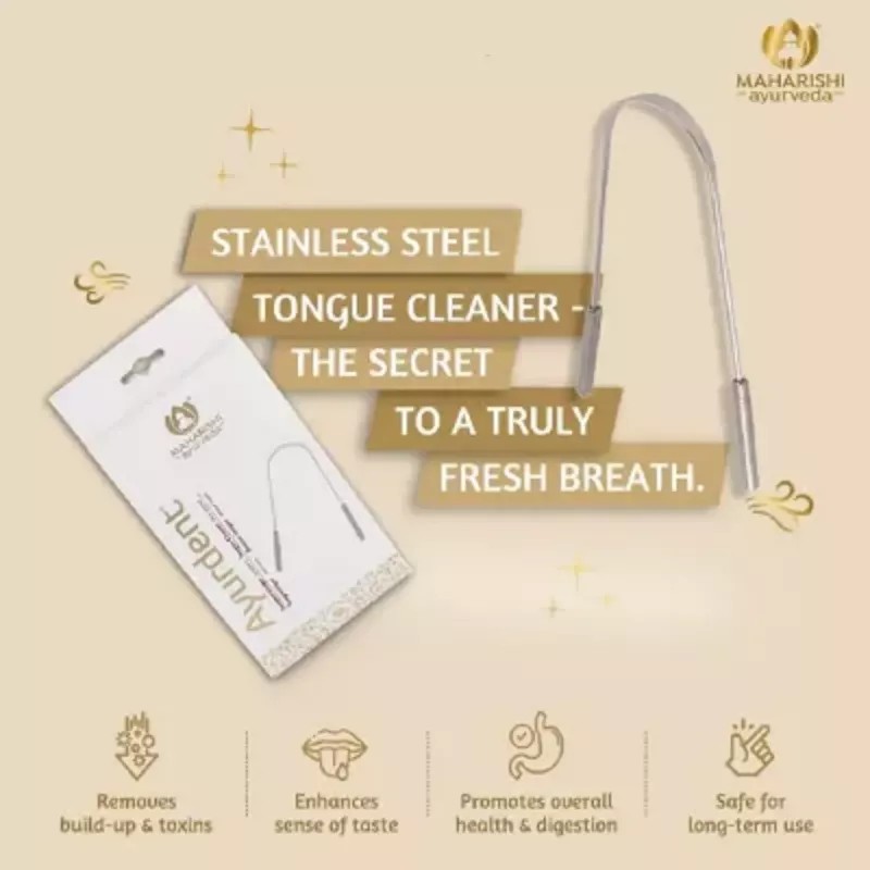 Maharishi Ayurveda Ayurdent Tongue Cleaner Premium Stainless Steel (1pcs, Pack of 2)