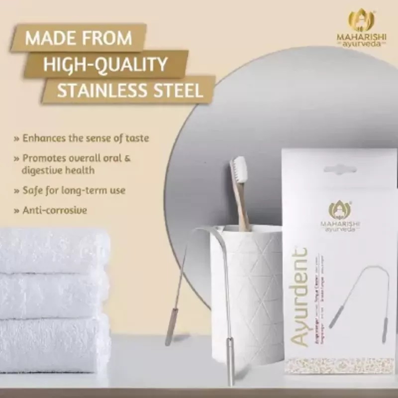Maharishi Ayurveda Ayurdent Tongue Cleaner Premium Stainless Steel (1pcs, Pack of 2)