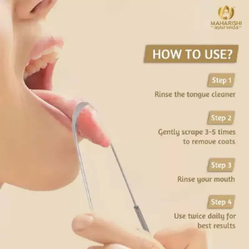 Maharishi Ayurveda Ayurdent Tongue Cleaner Premium Stainless Steel (1pcs, Pack of 2)