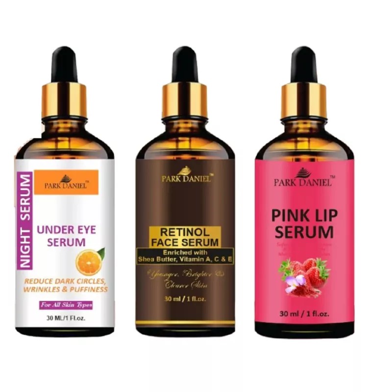 Park Daniel Under Eye Serum + Retinol Face Serum + Pink Lip Serum Combo (30ml Each) (1Pack)
