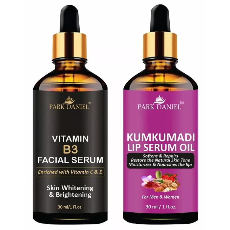 Park Daniel Vitamin B3 Facial Serum + Kumkumadi Lip Serum Oil Combo (30ml Each) (1Pack)