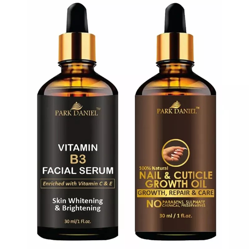 Park Daniel Vitamin B3 Facial Serum + 100% Natural Nail & Cuticle Growth Oil Combo (30ml Each) (1Pack)