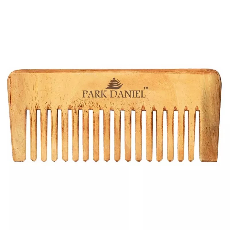 Park Daniel Natural & Ecofriendly Handmade Medium Detangler Neem Wooden Comb (1pcs)