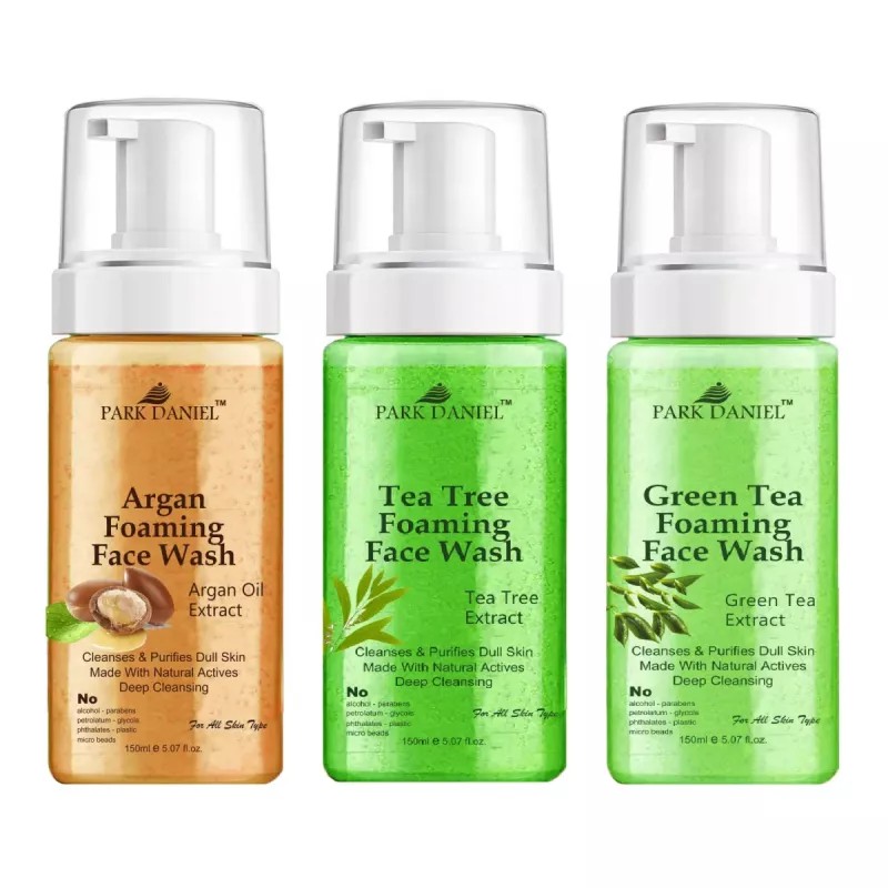 Park Daniel Argan Oil, Tea Tree And Green Tea Foaming Face Wash Combo (Each 150ml) (1Pack)