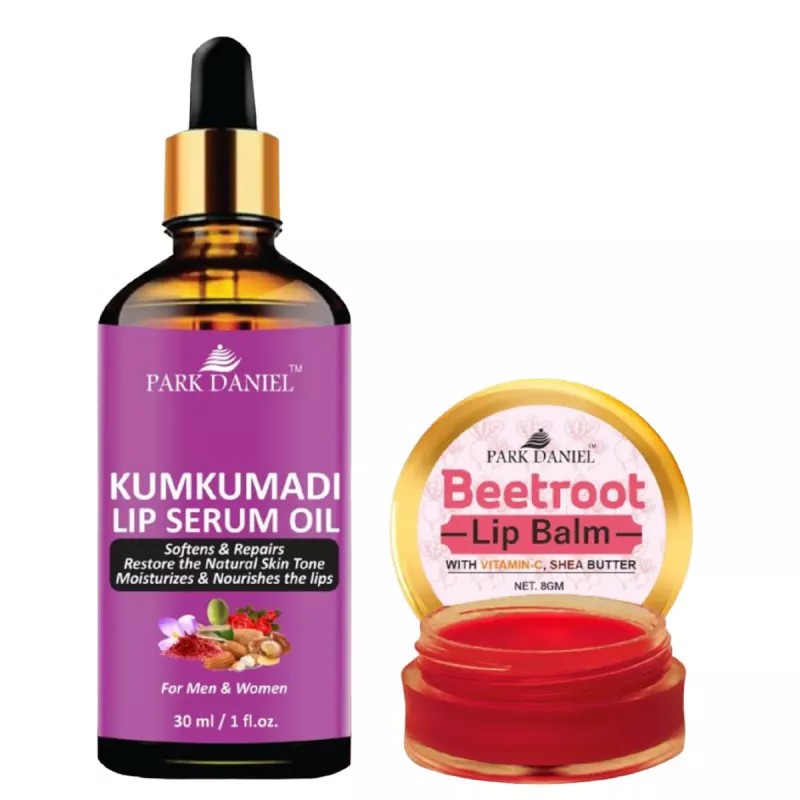 Park Daniel Kumkumadi Lip Serum Oil + Beetroot Lip Balm (Oil 30ml + Balm 8g) (1Pack)