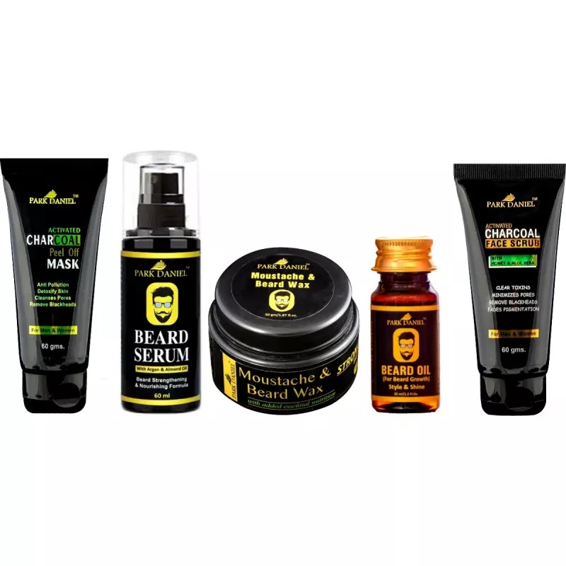 Park Daniel Mens Grooming Kit (Mask 60g + Scrub 60g + Serum 60ml + Wax 50g + Oil 35ml) (1Pack)