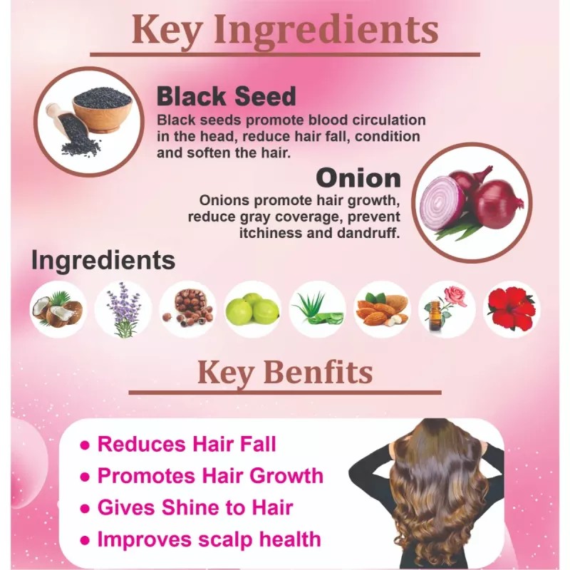 TreasureHerbs Onion Black Seed Hair Oil (200ml)