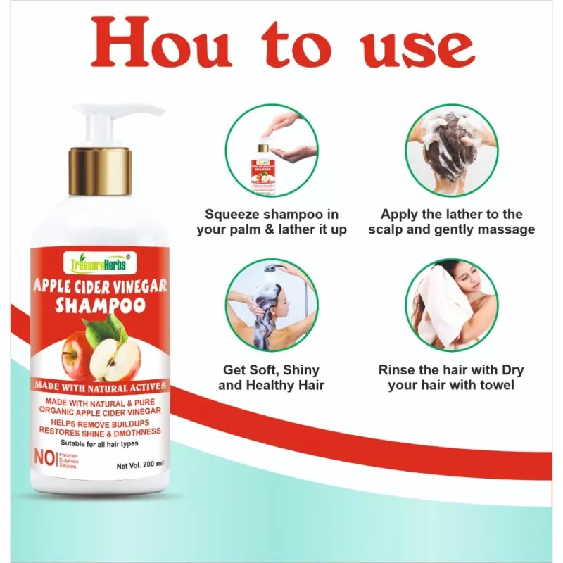 TreasureHerbs Apple Cider Vinegar Shampoo (200ml)