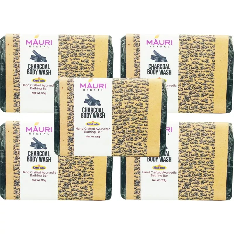 Khadi Mauri Charcoal Body Wash Soap (125g, Pack of 5)