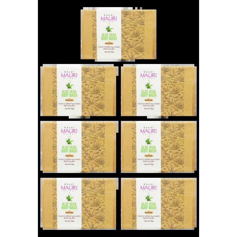 Khadi Mauri Aloevera Body Wash Soap (125g, Pack of 7)