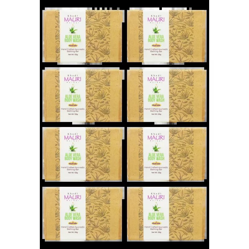 Khadi Mauri Aloevera Body Wash Soap (125g, Pack of 8)