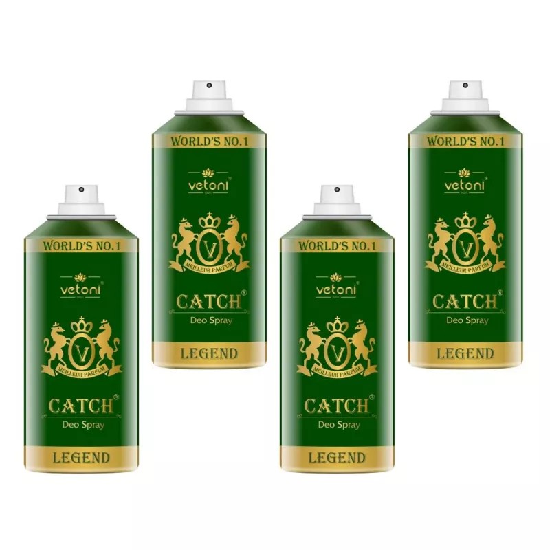 Vetoni Legend Deo Spray For Men (165ml, Pack of 4)
