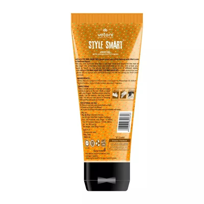Vetoni Style Smart Hair Gel Orange (60ml, Pack of 6)
