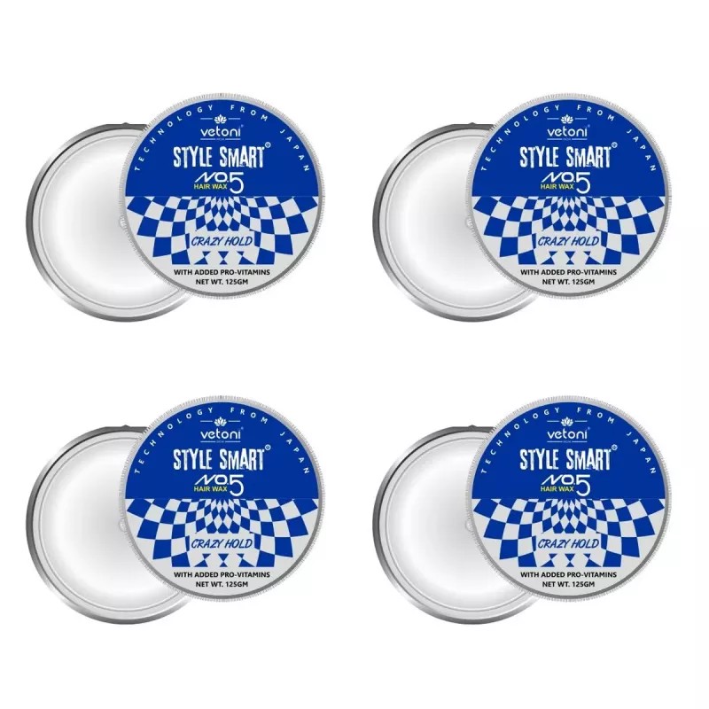 Vetoni Style Smart Hair Wax Crazy Hold (125g, Pack of 4)