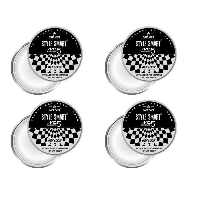 Vetoni Style Smart Hair Wax Wet Look (125g, Pack of 4)