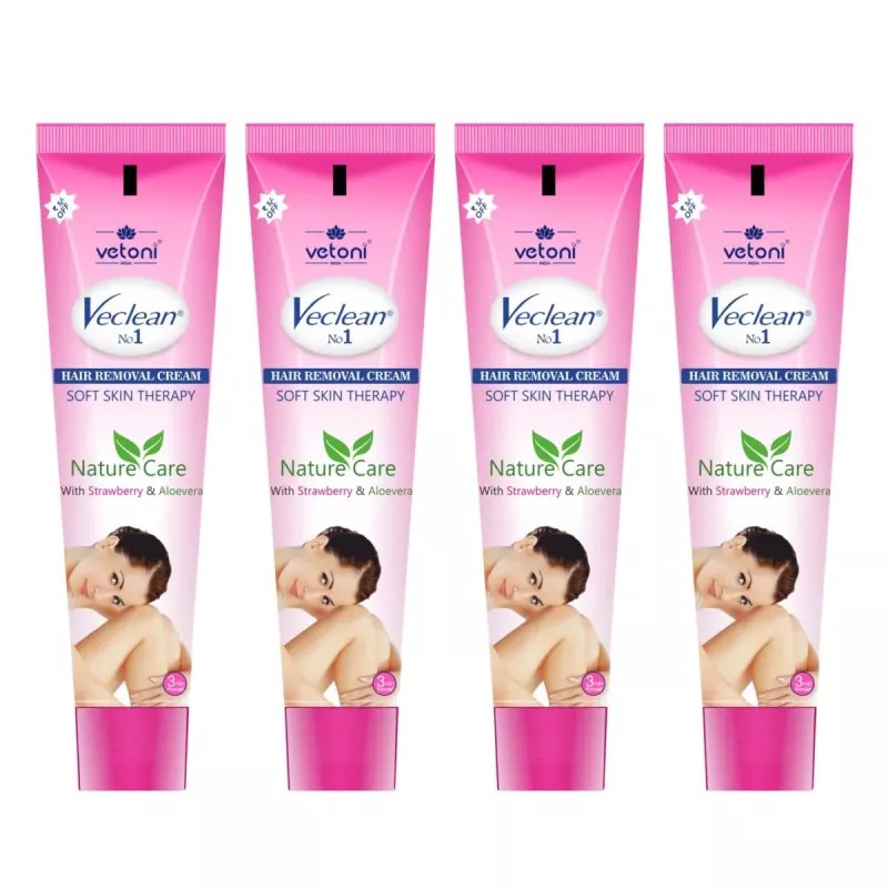 Vetoni Veclean No.1 Hair Removal Cream Strawberry (40g, Pack of 4)