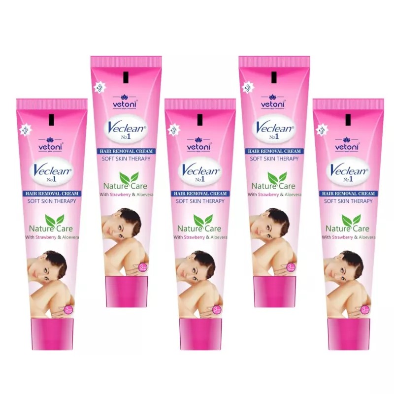 Vetoni Veclean No.1 Hair Removal Cream Strawberry (40g, Pack of 5)