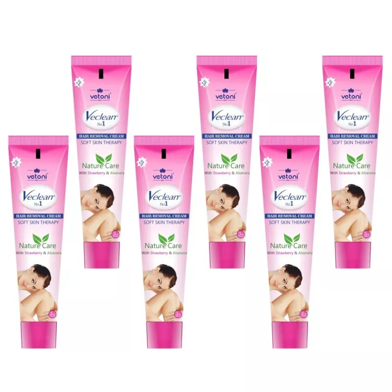 Vetoni Veclean No.1 Hair Removal Cream Strawberry (40g, Pack of 6)