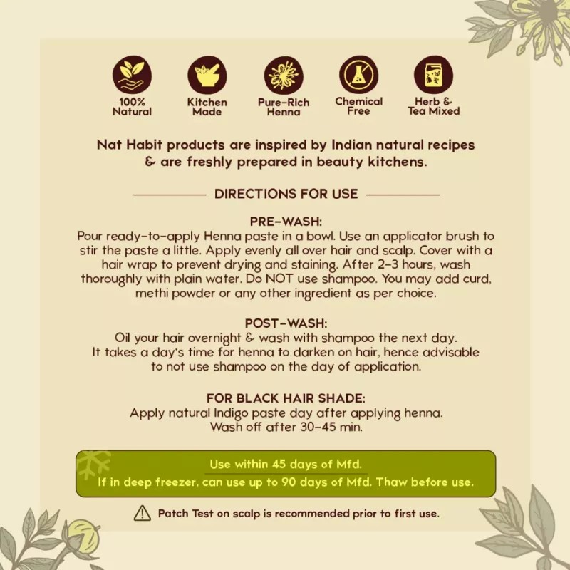 Nat Habit Dual Tooth Kacchi Neem Comb + Ready-To-Apply Hena Paste (Comb 1Pcs + 2 Pack Hena Paste Each 220g) (1Pack)