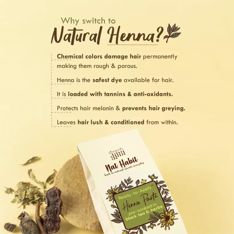 Nat Habit Dual Tooth Kacchi Neem Comb + Ready-To-Apply Hena Paste (Comb 1Pcs + 2 Pack Hena Paste Each 220g) (1Pack)