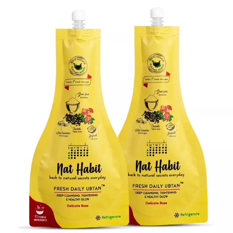 Nat Habit Fresh Daily Ubtan Face Pack Delicate Rose (40g, Pack of 2)