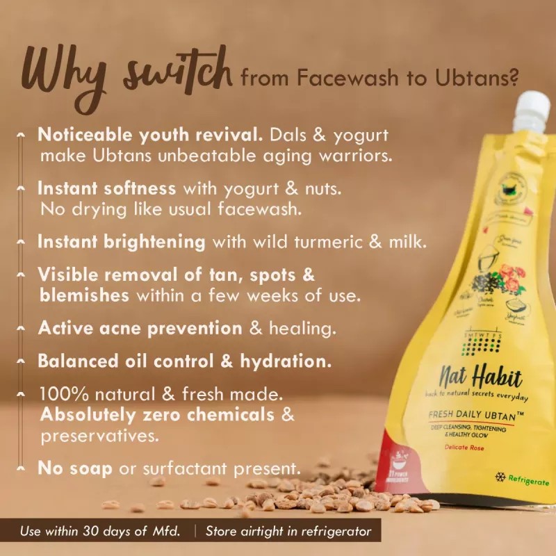 Nat Habit Fresh Daily Ubtan Face Pack Delicate Rose (40g, Pack of 2)