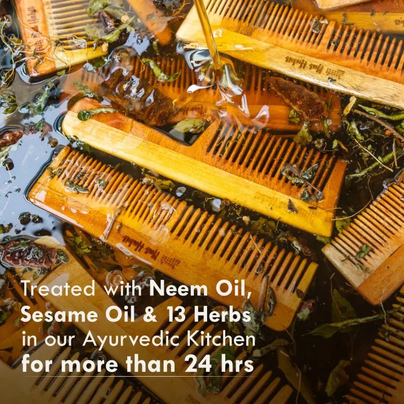 Nat Habit Oil Treated Kacchi Neem Comb Dual Tooth (1units)