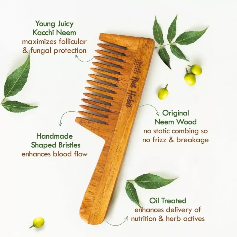 Nat Habit Oil Treated Kacchi Neem Comb Wide Tooth (1units)