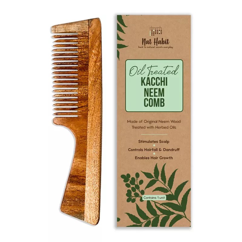 Nat Habit Oil Treated Kacchi Neem Comb Fine Tooth (1units)