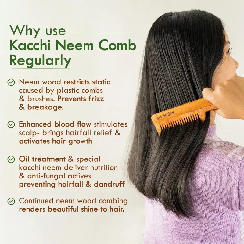 Nat Habit Oil Treated Kacchi Neem Comb Fine Tooth (1units)
